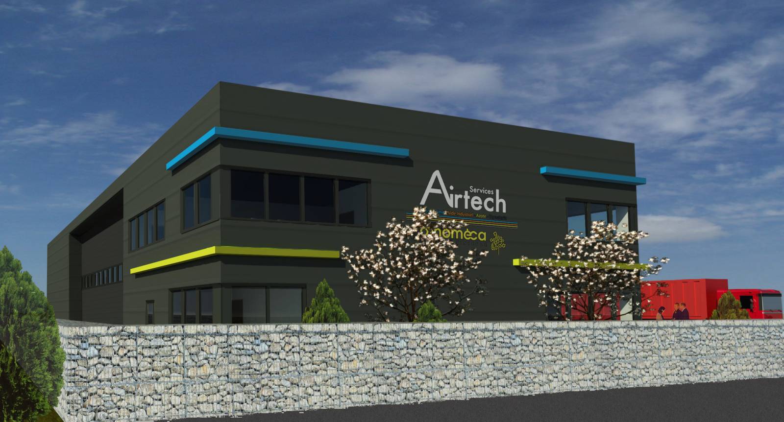 Cirrus Construction bâtiment activité Airtech Oenomega Vendargues