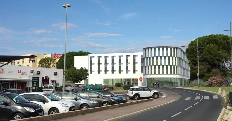 Cirrus Construction bâtiment hôtel bureaux restaurant Parc de la Lyre Montpellier